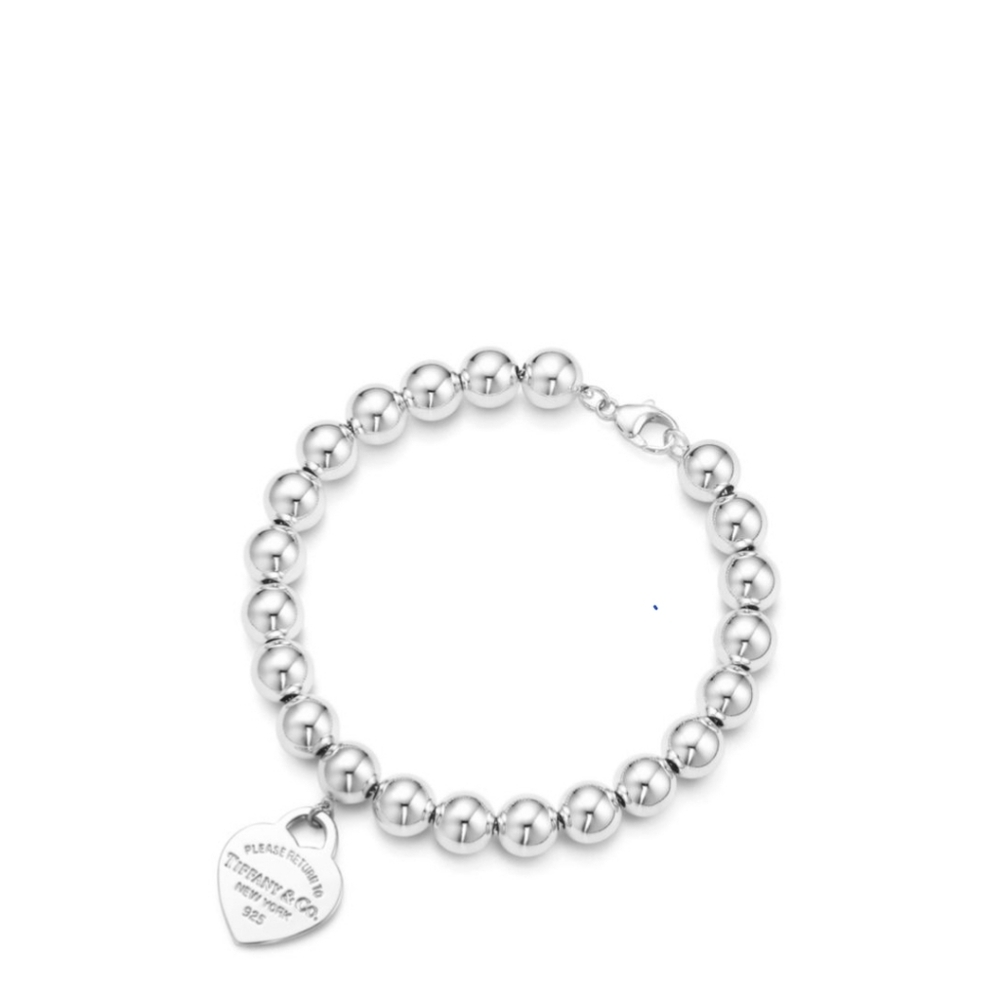 TIFFANY & CO. "Return to Tiffany" Heart Tag Bead Bracelet Sterling